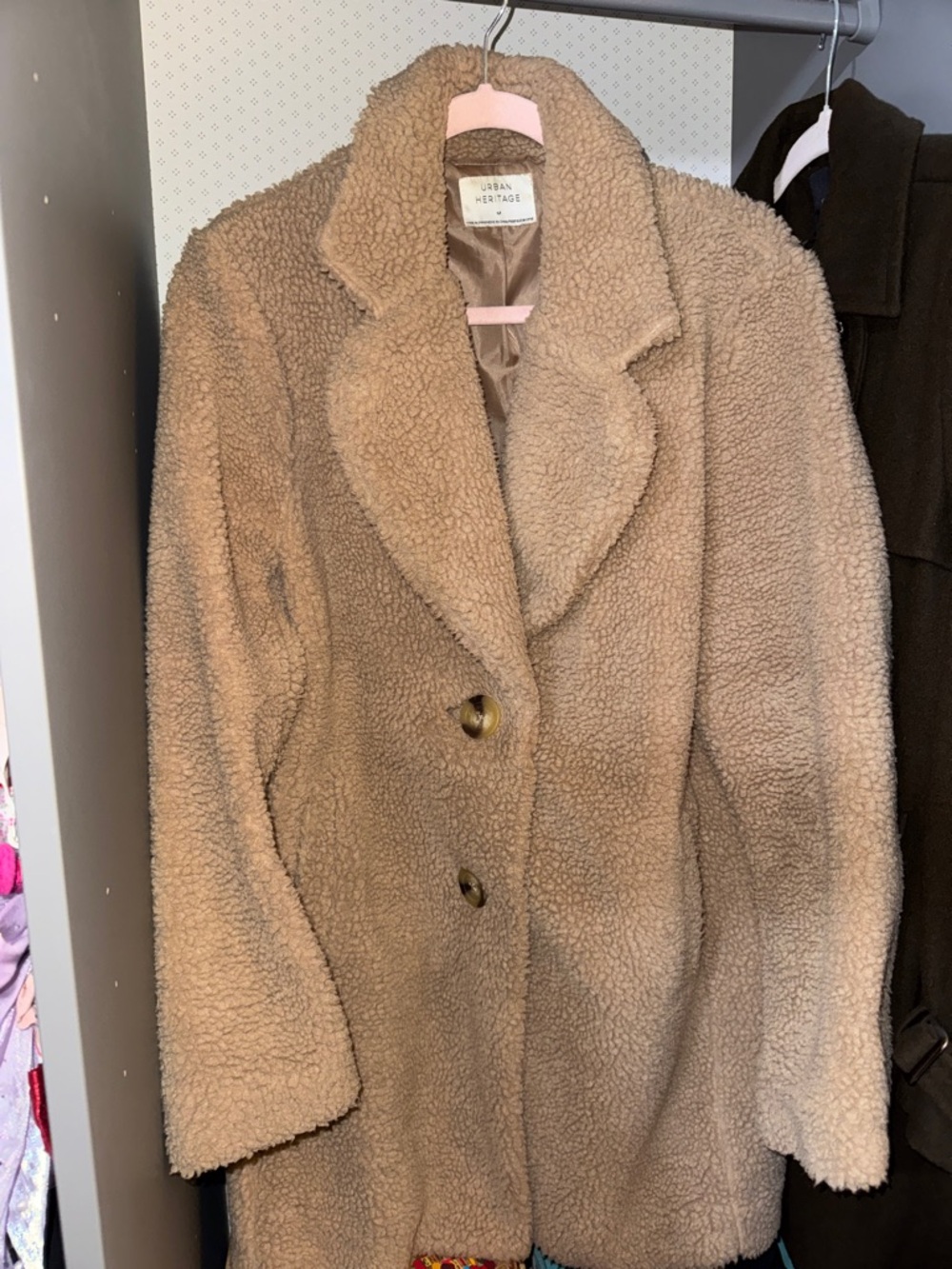 Urban Heritage Beige/Tan Teddy Jacket with Lapel Collar